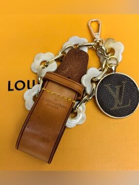 Louis Vuitton Leather Buckle, Monogram Disc, Bag Charm 6 in